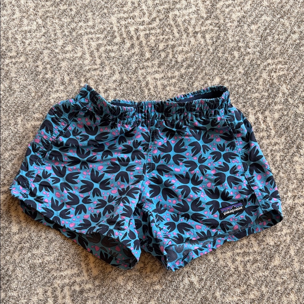 Patagonia Kids baggies Blue Floral Athletic Shorts, S